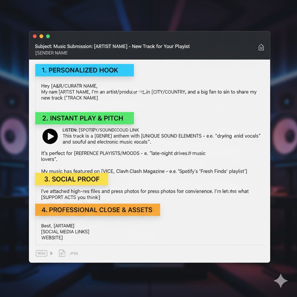 Example of a professional email to pitch drum samples to a record label