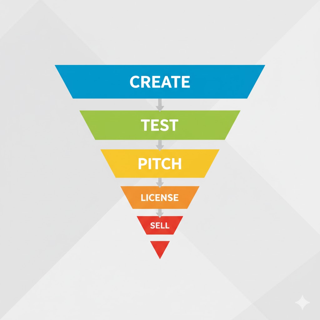 The drum sample pitching funnel flow chart diagram