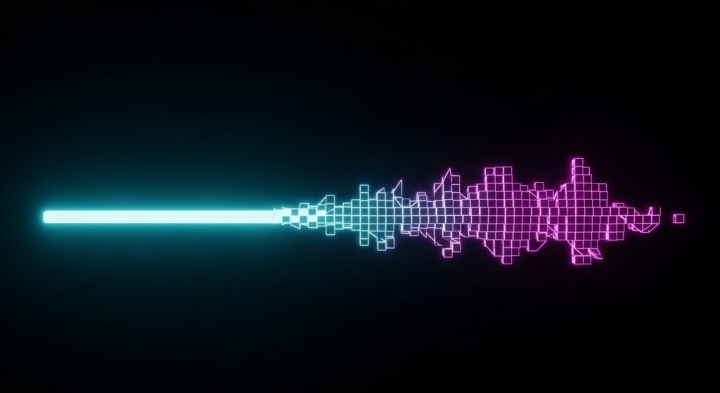 Visual representation of digital audio bitcrushing and sample rate reduction for gritty lo-fi drums.